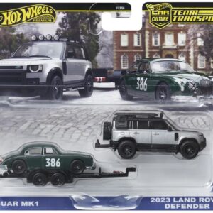 Hot Wheels - Team Transport - 2023 Land Rover Defender 110 & Jaguar MK1 racer