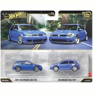 Hotwheels Premium 2-pack 2004 Volkswagen Golf R32 (NT) & Volkswagen Golf Mk7 (CF), blue