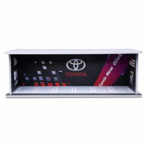 Parkovací garáž *Toyota se světlem* v měřítku 1/64, červeno-šedá.