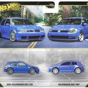 Hotwheels Premium 2-pack 2004 Volkswagen Golf R32 (NT) & Volkswagen Golf Mk7 (CF), blue