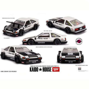 MINI GT KAIDO TOYOTA TRUENO Mini GT 1983 Toyota Sprinter Trueno (AE86) Kaido Works Imai Racing V1, black/white