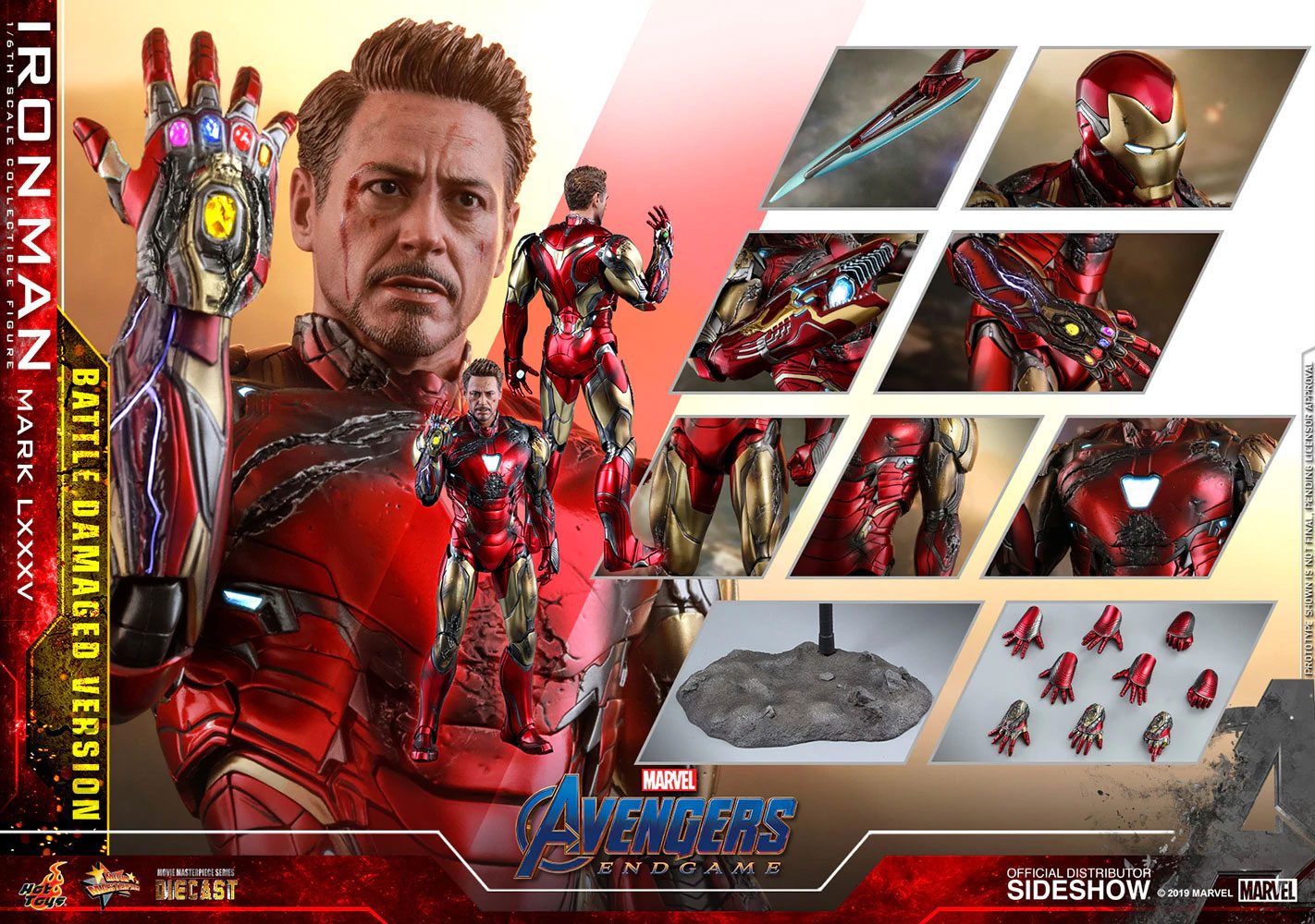 Avengers: Endgame MMS Diecast Action Figure 1/6 Iron Man Mark LXXXV Battle Damaged Ver. - Obrázek 12