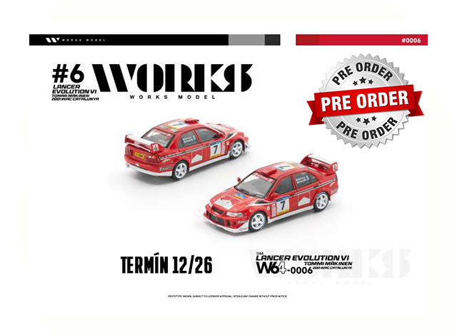 !!!Předobjednávka!!! WORKS Mitsubishi Lancer Evo VI #7 Tommi Makinen 2001 WRC Catalunya, red/white