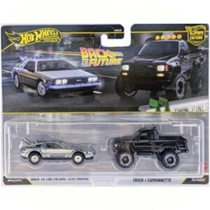 bttf set Hotwheels Premium 2-pack Back To The Future Time Machine & 1987 Toyota Pickup Truck (CF), black/silver