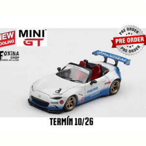 MINI GT MAZDA MX-5 PANDEM !!!Předobjednávka!!! Mini GT 2025 Mazda MX-5 (ND) Miata Pandem IMSA, white/blue