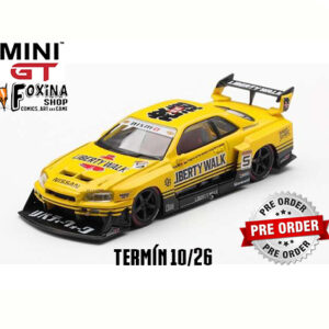 MINI GT NISSAN R34 LBWK YELLOW !!!Předobjednávka!!! Mini GT 2025 Nissan GTR (R34) Skyline Super Silhouette Sport, yellow Blister balení