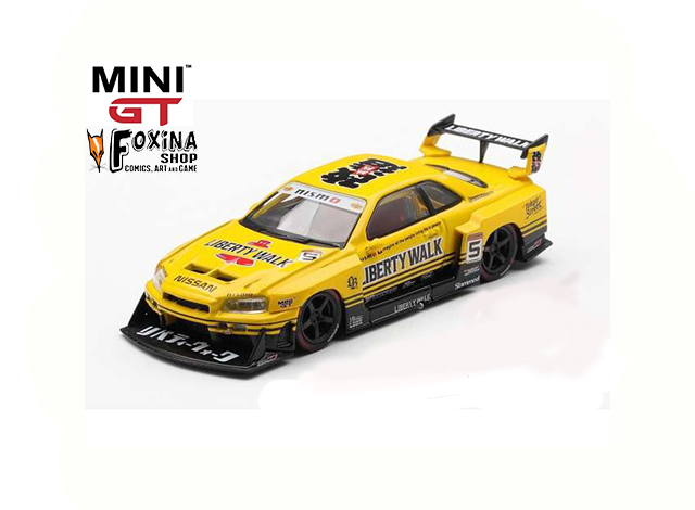 Mini GT 2025 Nissan GTR (R34) Skyline Super Silhouette Sport, yellow Blister balení