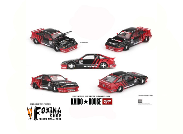Mini GT 1983 Toyota AE86 Sprinter Trueno 1983 Kaido ADVAN, red/black